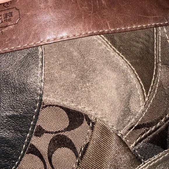 COACH Zoe Patchwork Brown Leather Hobo Shoulder Bag Handbag Purse Y2K
